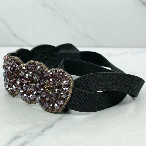 Beaded Faux Leather Stretch Belt Size Small S Womens - Picture 4 of 7